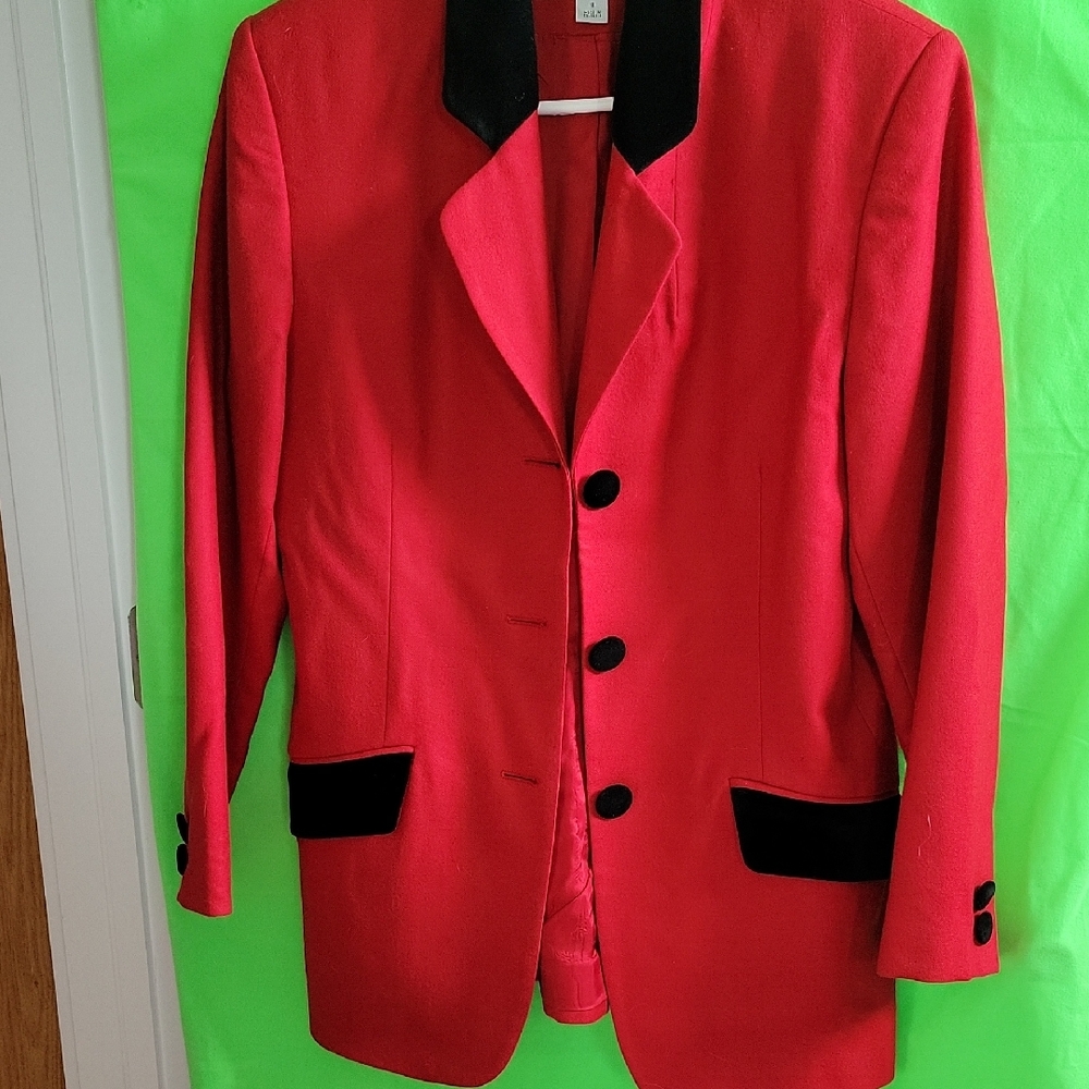 Amanda Smith Vibrant Red Blazer with Black Details